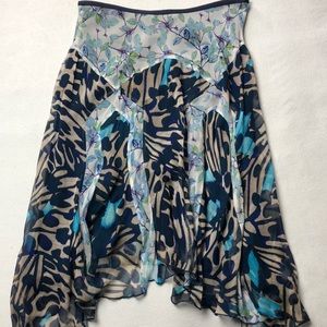 Diane Von Furstenberg Blue and Black A-Line Skirt NWOT